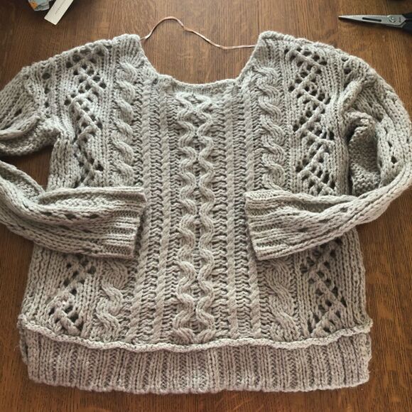 Free People Chunky Knit Scoop Neck Taupe Sweater - Picture 1 of 3